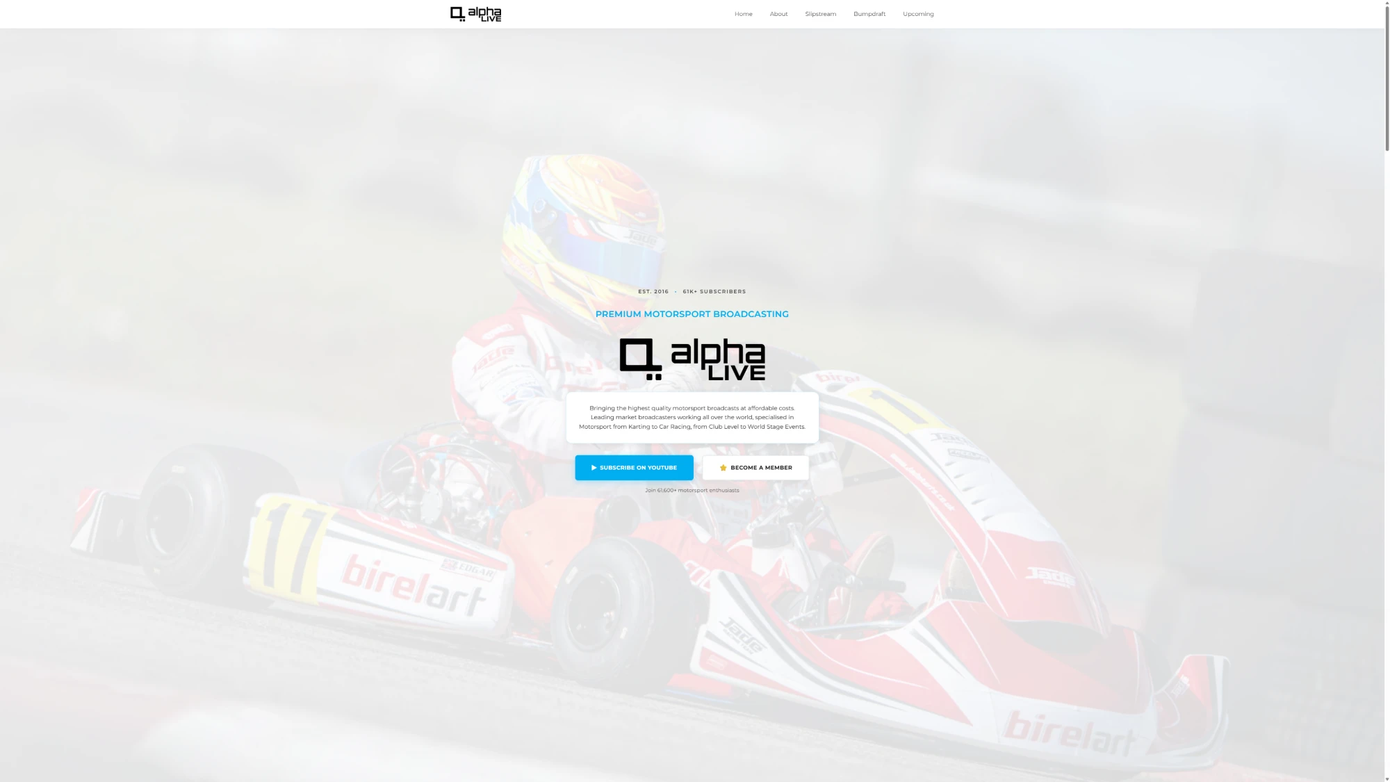 Alpha Live motorsport broadcasting website