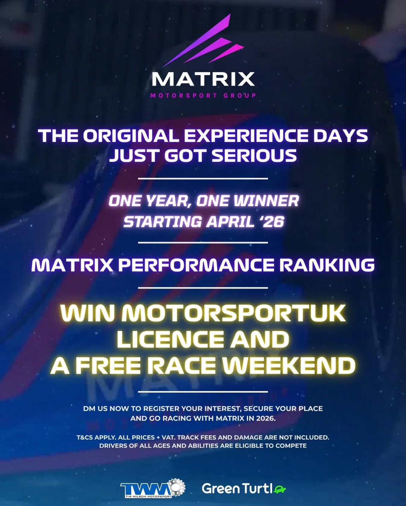 Matrix Motorsport Group experience days social campaign graphic
