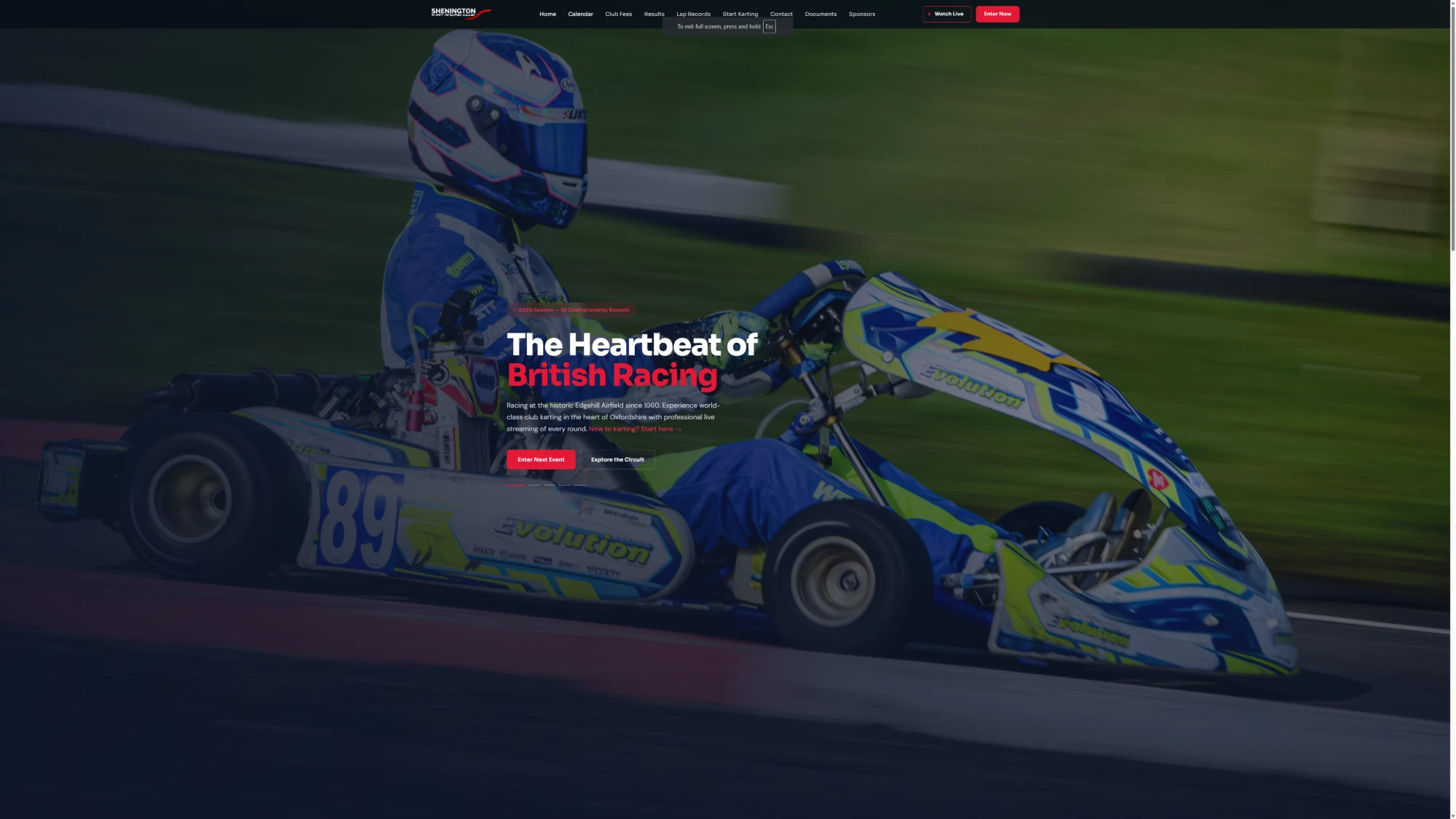 Shenington Kart Racing Club website